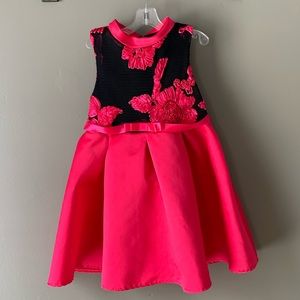 Girls Pink/Black Floral Dress